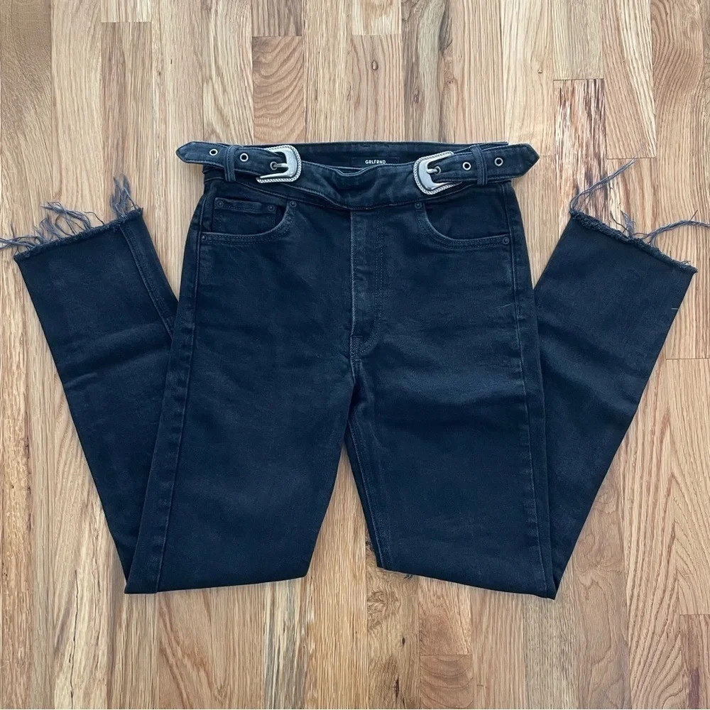 GRLFRND Zoey Western Jeans Black Double Buckle Belt Size 25